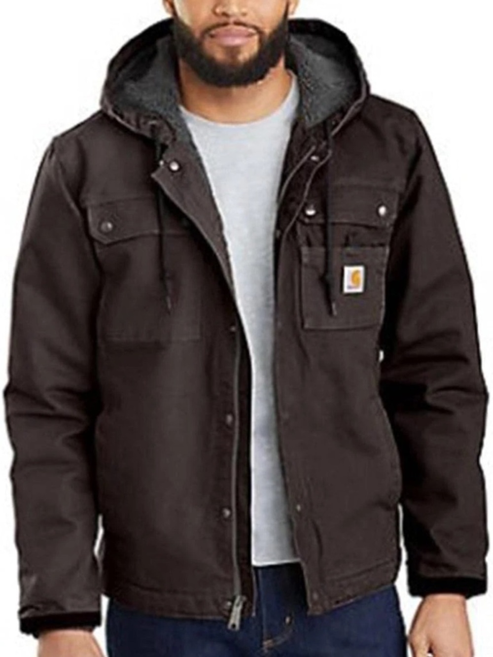 Carhartt Relaxed Fit Washed Duck Sherpa-Lined Utility Jacket Dark Brown 3XL NWT